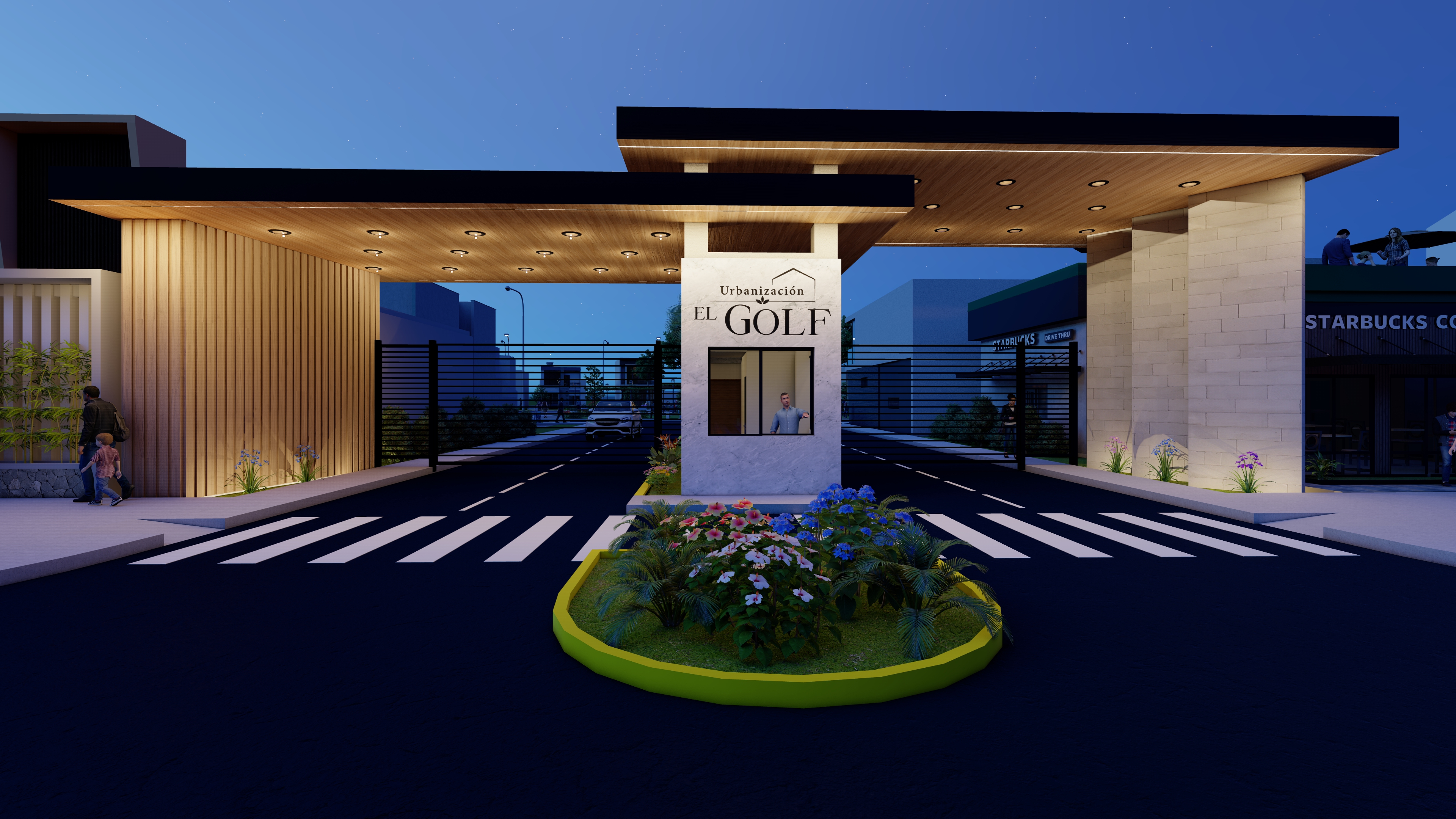 Ingreso seguro, moderno y exclusivo de la Urbanización EL GOLF